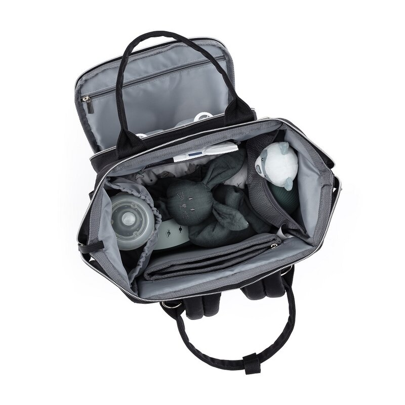 Rucsac pentru mamici PetiteMars Jack cu 11 compartimente, buzunare termice si saltea de infasat 30x42x15 cm Albastru - 1