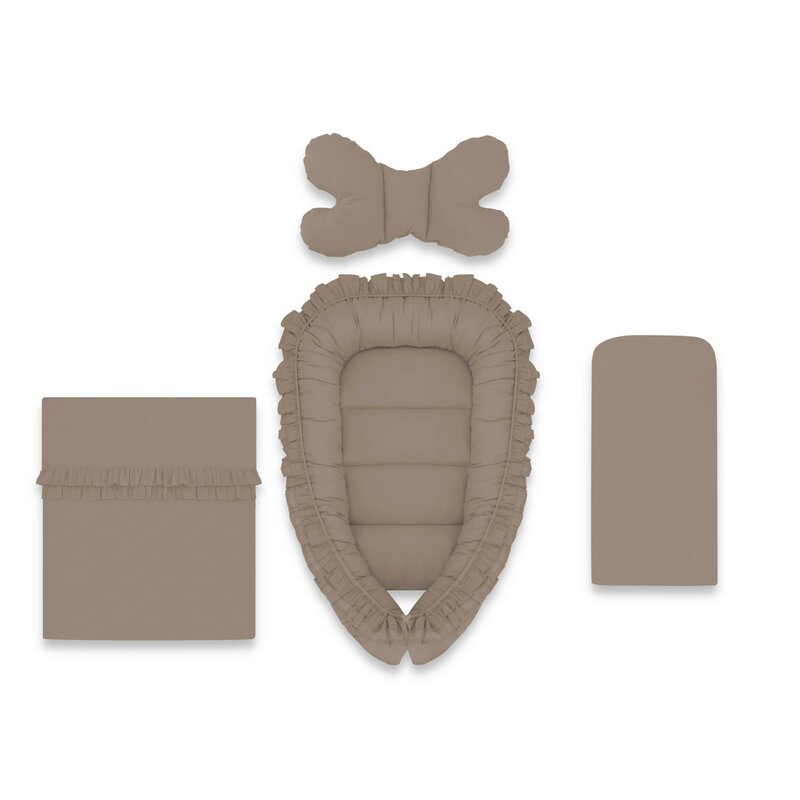 Set 4 in 1 cosulet bebelus MimiNu Baby Cocoon 75x55 cm Colectia Royal Mocha