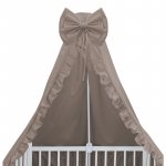 Baldachin pentru patut MimiNu cu funda si volanas 210x145 cm Colectia Royal Mocha