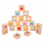 Blocuri caleidoscop din lemn Tickit cu insertii acrilice