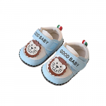 Pantofiori albi cu bleu pentru baietei 3-6 luni Lion marimea 18