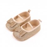 Pantofiori aurii cu fundita delicata 3-6 luni marimea 18