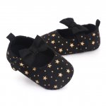 Pantofiori negri cu stelute aurii si fundita eleganta 3-6 luni marimea 18