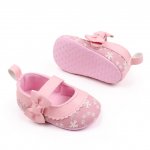 Pantofiori roz cu fundita pentru bebelusi 9-12 luni marimea 20
