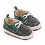 Pantofiori gri petrol cu insertii verzi 6-9 luni marimea 19