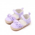 Pantofiori lila cu volanase si detalii florale 3-6 luni marimea 18