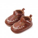 Pantofiori maro cu broderie florala 9-12 luni marimea 20