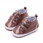 Pantofiori maro pentru bebelusi 6-9 luni Glitter marimea 19