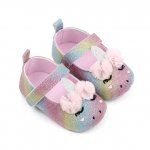 Pantofiori multicolori pentru fetite 6-9 luni Unicorn marimea 19