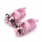 Pantofiori roz cu fundita neagra din tulle 6-9 luni marimea 19