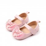 Pantofiori roz cu fundita si strasuri 3-6 luni marimea 18