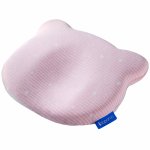 Perna pentru formarea capului Suporto Roz Ursulet, 0-12 luni, impotriva plagiocefaliei, ortopedica si hipoalergenica, din spuma cu memorie, husa din bumbac