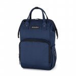 Rucsac pentru mamici Petite&Mars Jack cu 11 compartimente, buzunare termice si saltea de infasat 30x42x15 cm Albastru