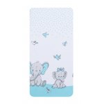 Set 2 cearceafuri din bumbac pentru saltea 120x60 cm Beberoyal Elefant&Birds Blue