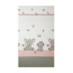 Set 2 cearceafuri din bumbac pentru saltea 120x60 cm Beberoyal Elefant&Birds Roz