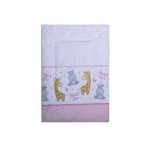 Set 2 cearceafuri din bumbac pentru saltea 120x60 cm Beberoyal Hippo&Giraffe Roz