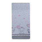 Set 2 cearceafuri din bumbac pentru saltea Beberoyal 120x60 cm Love Elephants Roz