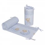 Set 2 aparatori laterale din bumbac pentru patut 120x60 cm Beberoyal Bear Dreams Alb