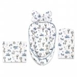 Set 4 in 1 cosulet bebelus MimiNu Baby Cocoon 75x55 cm Blue Plane