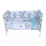 Lenjerie din bumbac cu 6 piese pentru saltea 120x60 cm Beberoyal Elefant&Birds Blue