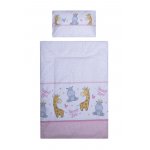 Lenjerie din bumbac cu 6 piese pentru saltea 120x60 cm Beberoyal Hippo&Giraffe Roz
