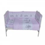 Lenjerie din bumbac cu 8 piese pentru saltea 120x60 cm Beberoyal Bears&Toys Roz