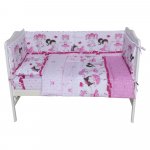 Lenjerie din bumbac cu 8 piese pentru saltea 120x60 cm Beberoyal Dancing Girls Roz