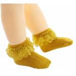 Sosete galben mustar cu model din tesatura si danteluta marime 22