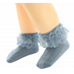 Sosete gri cu model din tesatura si danteluta marime 25