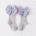 Sosete trei sferturi cu funde aplicate Gri