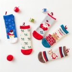 Sosete flausate pentru bebelusi cu imprimeu de Craciun 3-6 luni marime 18 Model 1