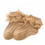 Sosetele maro cu model din tesatura si danteluta 9-12 luni marime 20